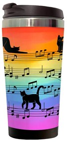 Copo Térmico 500ml Inox Gato Musical Arco iris