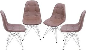 Kit com 4 Cadeiras Eames Botone Cafe Base Cromada - 64650 Sun House