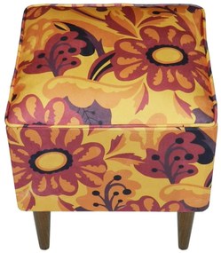 Puff Quadrado Milão Suprema em Suede com Pés Palito - Flor