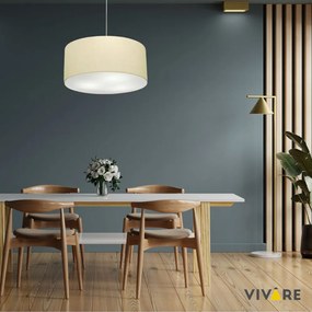 Lustre Pendente Cilíndrico Md-4019 Cúpula em Tecido 40x21cm Algodão Crú - Bivolt