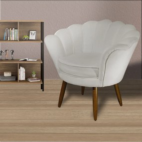 Poltrona Decorativa Pétala Pés Palito Suede Bege - Sheep Estofados