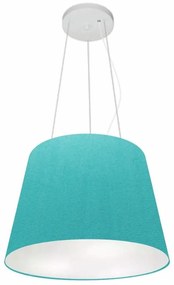 Lustre Pendente Cone Md-4152 Cúpula em Tecido 30/40x30cm Azul Turquesa - Bivolt