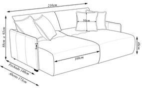 Sofá Cama Sala de Estar Bipartido Elétrico 210cm Retrátil com Almofadas Caixa Zero Dalton Veludo Bege G93 - Gran Belo