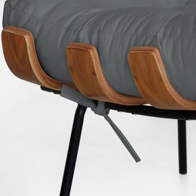 Puff Decorativo Sala de Estar Costela Rib Suede Cinza Grafite