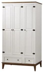 Armario Malibu 3 Portas e 2 Gavetas cor Branco com Amendoa 204 cm - 63590 Sun House