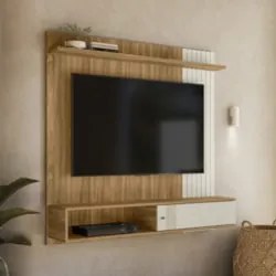 Painel TV 55 Pol e Bancada Suspensa Romeo Nature/Off Flex Z49 - Mpozen