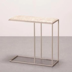 Mesa de Apoio Máli Tampo Travertino Base Champagne - 78046 Sun House