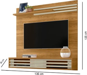 Painel TV 55 Pol 136cm Bancada Suspensa para Sala Briven Cumaru/Opala M20 - D'Rossi