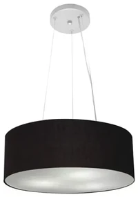 Lustre Pendente Cilíndrico Md-4181 Cúpula em Tecido 40x15cm Preto - Bivolt