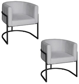 Poltrona Base Industrial Preto Kit 2 Lety Veludo - Prata
