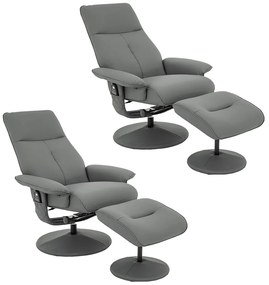 Kit 2 Poltronas de Massagem Reclinável e Giratória Arizona com Apoio de Pés Pu Fendi G56 - Gran Belo