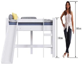 Cama Infantil Elevada Com Escorregador 100% MDF - Branco