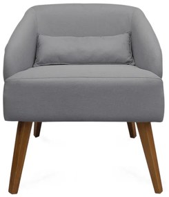 Poltrona Decorativa Lara Pés de Madeira Suede Cinza - Sheep Estofados - Cinza