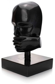 Escultura Decorativa Máscara Silêncio em Cerâmica Grafite 25x15 cm - D'Rossi