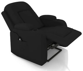 Poltrona do Papai Reclinável Massagem e Aquecimento com Elevação Lift 150° 2 Porta Copos Gambon PU Preto G31 - Gran Belo