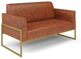 Sofá Namoradeira Base Industrial Alta Dourado Marisa Corano D03 - D'Rossi - Nozes