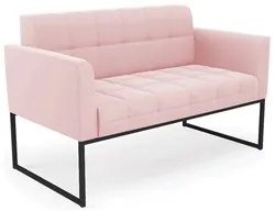 Sofá Namoradeira Base Industrial Preto Ana Suede Rosa Bebê - Ibiza
