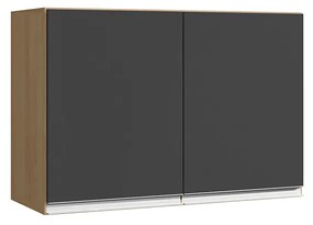 Armário Cozinha Aéreo 81cm com 2 Portas Leticia A01 - D'Rossi - Amendoa e Preto
