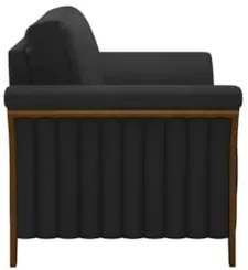 Poltrona Decorativa Sala de Estar 102cm Pés Madeira Roya Z32 PU Preto