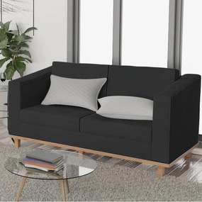 Sofá 2 Lugares Europa Suede Preto ADJ Decor