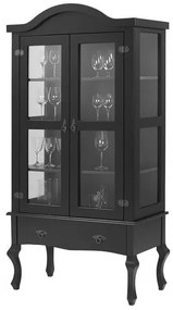 Cristaleira Versalhes 2 Portas e 1 Gaveta cor Preto 192 cm - 63700 Sun House