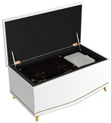 Calçadeira Baú Solteiro 90cm com Tachas Imperial J02 Sintético Branco