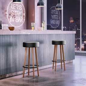 Kit 2 Banquetas Redondas Berlin Pés Palito Corano Preto - Sheep Estofados - Preto