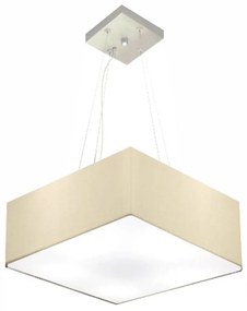 Lustre Pendente Quadrado Md-4196 Cúpula em Tecido 15/45x45cm Algodão Crú - Bivolt