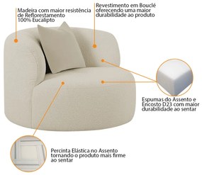 Poltrona Orgânica Maitê Luxo Sala Recepção Decorativa Bouclé