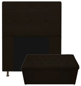 Kit Cabeceira e Calçadeira Baú Estofada Mel 90 cm Solteiro Com Capitonê Corano Marrom - ADJ Decor