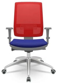 Cadeira Brizza Diretor Grafite Tela Vermelha com Assento Aero Azul Base Autocompensador Aluminio - 65760 Sun House
