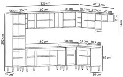 Armário de Cozinha Modulada de Canto 9 Peças CP04 Balcão Branco - Lumi