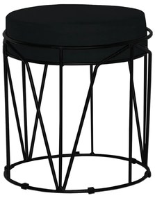 Puff Decorativo Sala de Estar Base Preto Chloe Veludo Preto G41 - Gran Belo