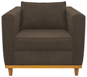 Poltrona Decorativa Europa Suede Marrom ADJ Decor