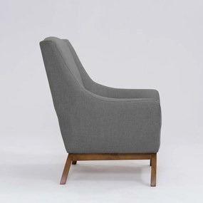 Poltrona Decorativa Mildred D07 Pés Madeira Linho Mescla Cinza - D'Rossi