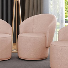 Poltrona Decorativa Orgânica Fixa para Sala Malu Bouclê M11 - D'Rossi - Rose