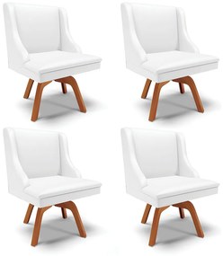 Kit 04 Cadeiras de Jantar Liz Corino Branco Base Giratória de Madeira MM35 D03 - D'Rossi