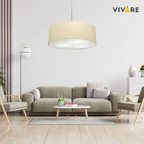 Lustre Pendente Cilíndrico Md-4221 Cúpula em Tecido 60x15cm Algodão Crú - Bivolt