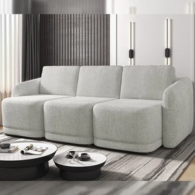 Sofá Cama Modulado Retrátil e Reclinável Decorativo Varsóvia 246cm Bouclê Cinza G33 - Gran Belo