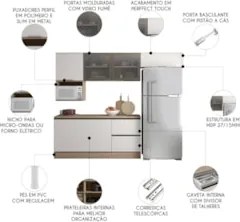 Armário de Cozinha CP02 e Tampo Grace Carvalho Oak/Off White Z44 - Mpo