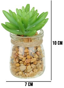 Vaso Com Suculenta Folha Média Verde Escuro 10x7 Cm - D'Rossi