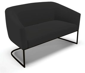 Sofá Namoradeira e Poltrona Base Industrial Preto Stella Veludo D03 - D'Rossi - Preto
