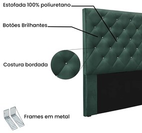Cabeceira Cama Box King 195 cm Tania Veludo S04 - D'Rossi - Verde