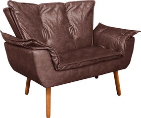 Sofá 2 Lugares Namoradeira Pé Palito Castanho Opala Corano D03 - D'Rossi - Marrom