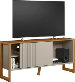 Rack Bancada Decorativo Gael MDP/MDF TV até 55 Polegadas Porta Nature/Off White G77 - Gran Belo