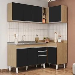 Armário de Cozinha Modulado de Canto Esquerdo 4 Peças CP48 com Pia Ino