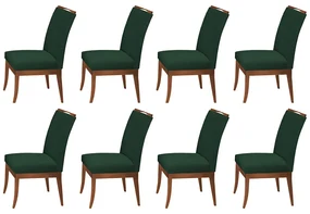 Conjunto 8 Cadeiras Sala de Jantar Lana Aveludado Verde
