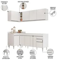 Armário de Cozinha Modulado de Canto Direito 4 Peças CP40 Balcão sem T