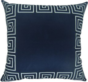 Capa Almofada Veludo estampado Cairo Azul - Verso Branco - 50x50cm