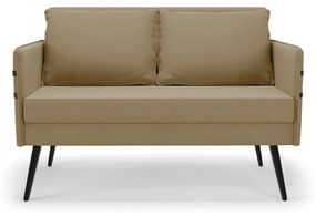 Kit 01 Namoradeira 02 Lugares e 02 Poltronas Mari Suede Marrom Rato Pés Palito de Ferro